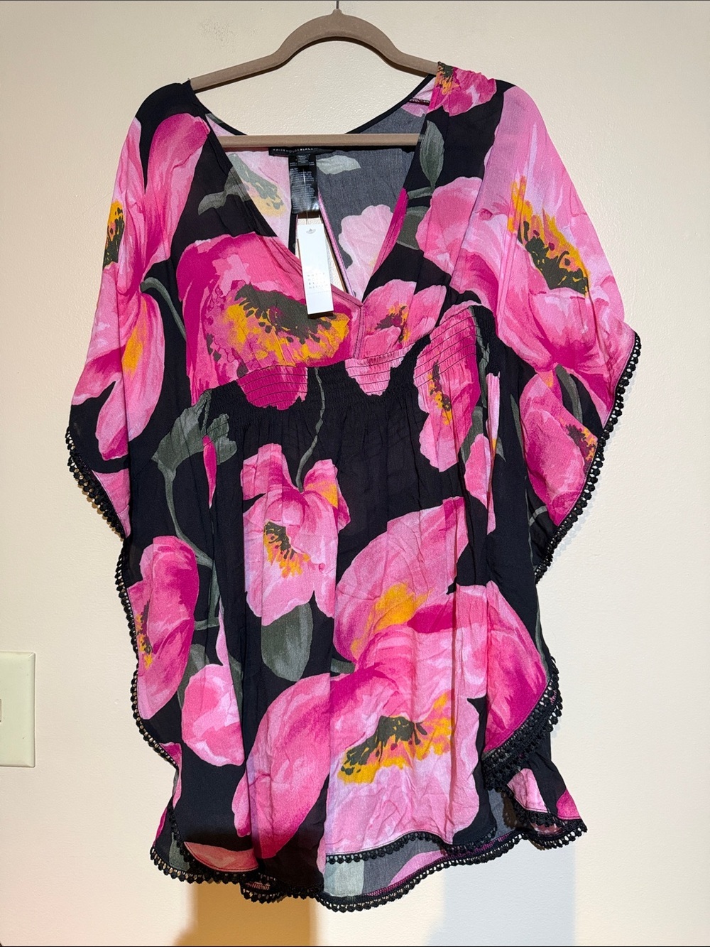White House Black Market Pink and Black Floral coverup